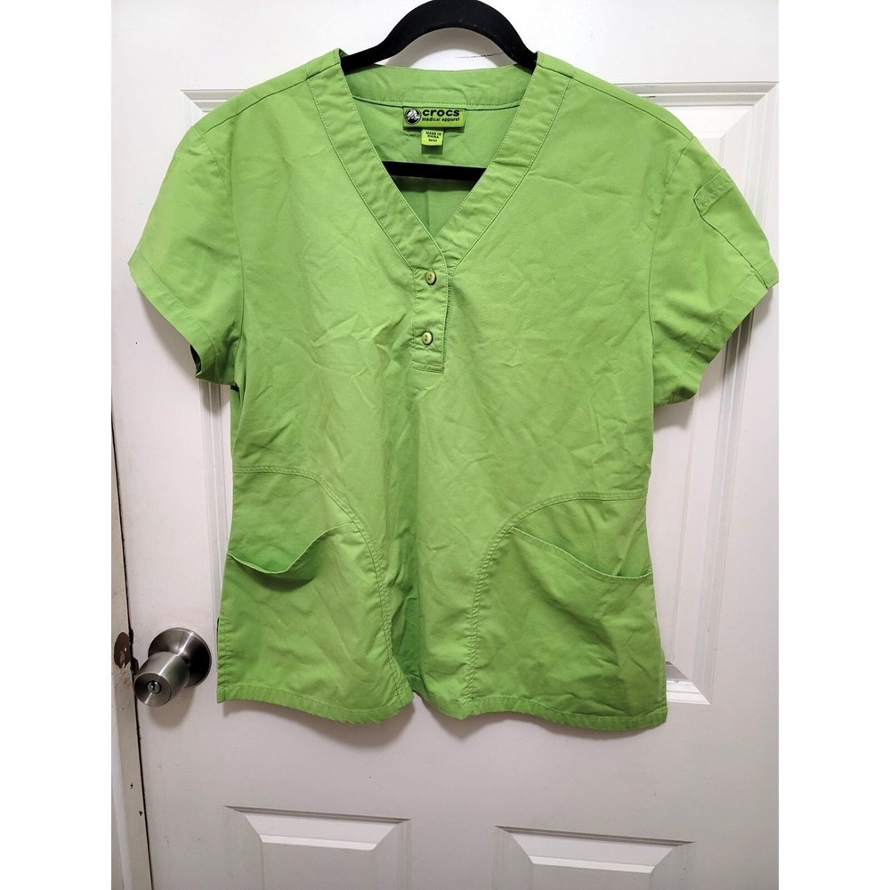 Crocs Medical‎ Apparel Green V-Neck Scrub Top With Pockets M - Picture 2 of 10